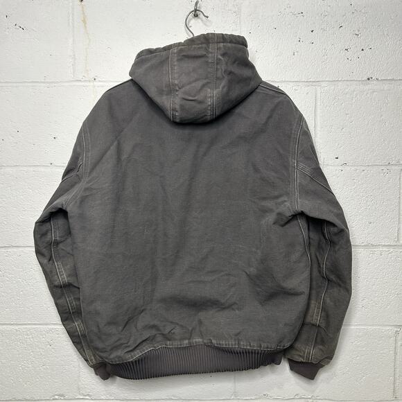 Carhartt Duck Hooded Quilt-Lined Jacket “Gravel” J140 GVL - Picture 2 of 11